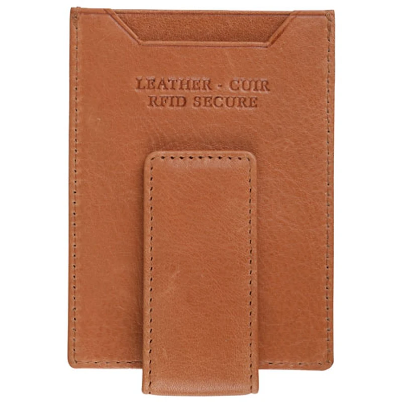 Portefeuille RFID en cuir véritable avec pince à billets Bellagio de Mancini - Cognac