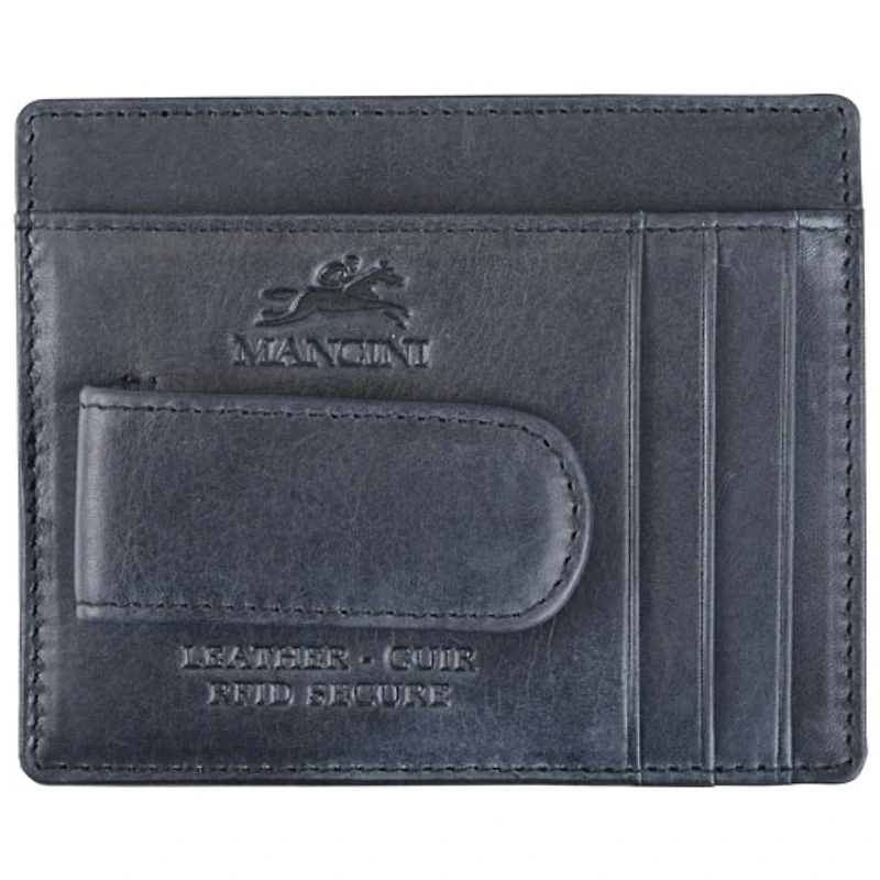 Portefeuille RFID en cuir véritable avec pince à billets, fenêtre pour carte d'identité et 4 fentes pour cartes de crédit Bellagio de Mancini - Gris