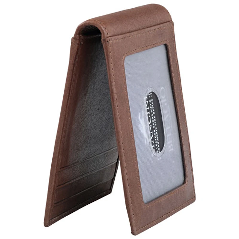 Portefeuille RFID en cuir véritable avec pince à billets et fenêtre pour carte d'identité Bellagio de Mancini - Brun