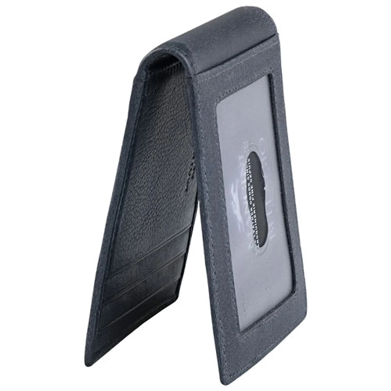 Portefeuille RFID en cuir véritable avec pince à billets et fenêtre pour carte d'identité Bellagio de Mancini - Gris