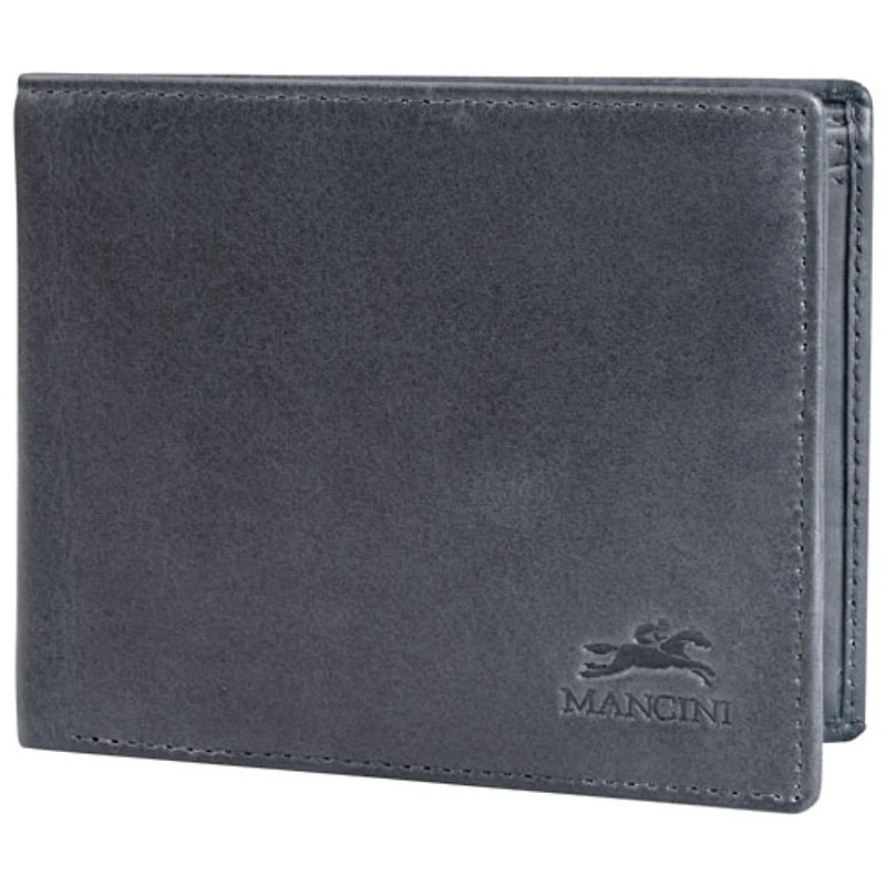 Portefeuille RFID à 2 volets en cuir véritable avec porte-monnaie Bellagio de Mancini - Gris