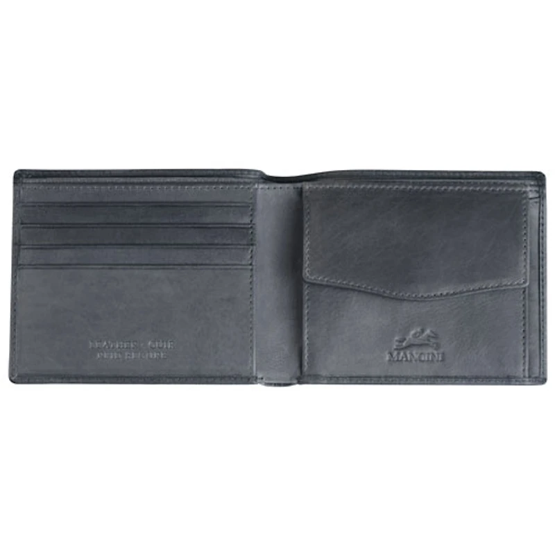 Portefeuille RFID à 2 volets en cuir véritable avec porte-monnaie Bellagio de Mancini - Gris