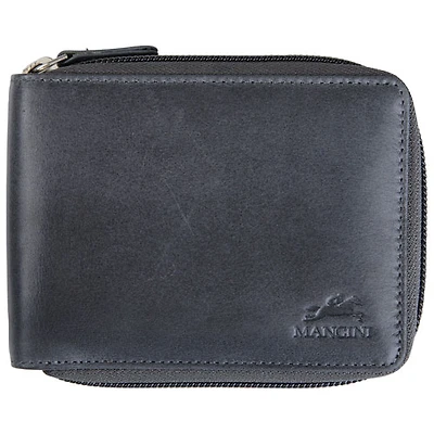 Portefeuille RFID à deux volets en cuir véritable avec fermeture à glissière Bellagio de Mancini - Gris