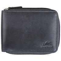 Portefeuille RFID à deux volets en cuir véritable avec fermeture à glissière Bellagio de Mancini - Gris