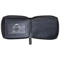 Portefeuille RFID à deux volets en cuir véritable avec fermeture à glissière Bellagio de Mancini - Gris
