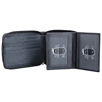 Portefeuille RFID à deux volets en cuir véritable avec fermeture à glissière Bellagio de Mancini - Gris