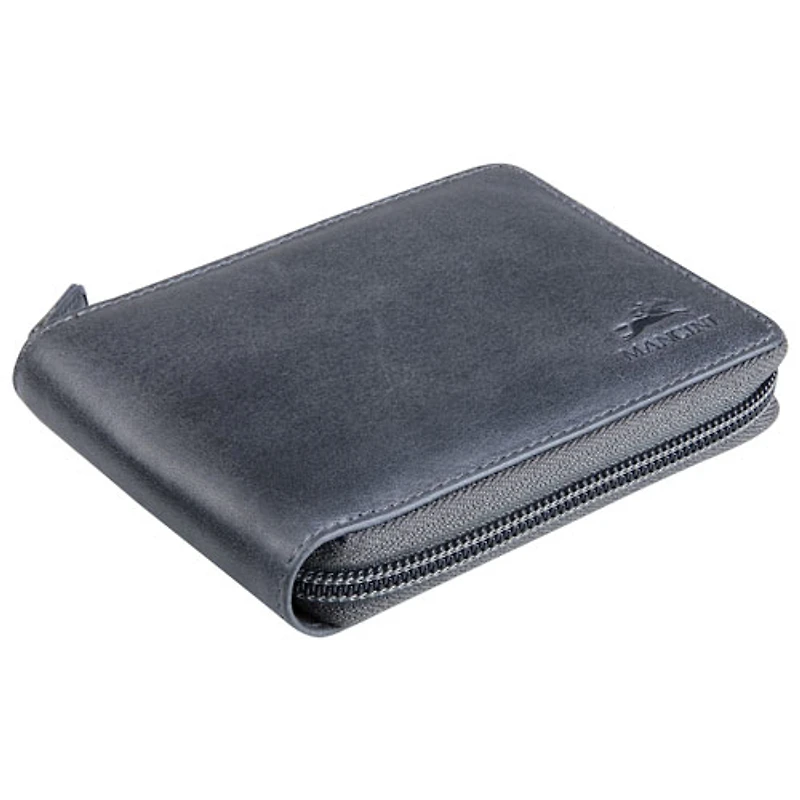 Portefeuille RFID à deux volets en cuir véritable avec fermeture à glissière Bellagio de Mancini - Gris