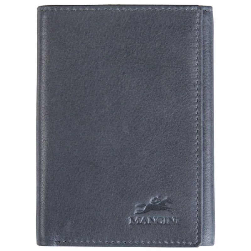 Mancini Bellagio RFID Genuine Leather Tri-fold Wallet - Grey