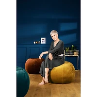 Gouchee Home Plump Velvet Polyester Pouf - Petrol