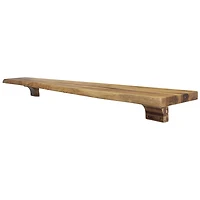 Tablette de foyer de 60 po Live Edge avec corbeaux en bois - Brun