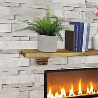 Tablette de foyer de 60 po Live Edge avec corbeaux en bois - Brun
