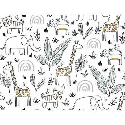 Papier peint autocollant d'animaux de la jungle de RoomMates