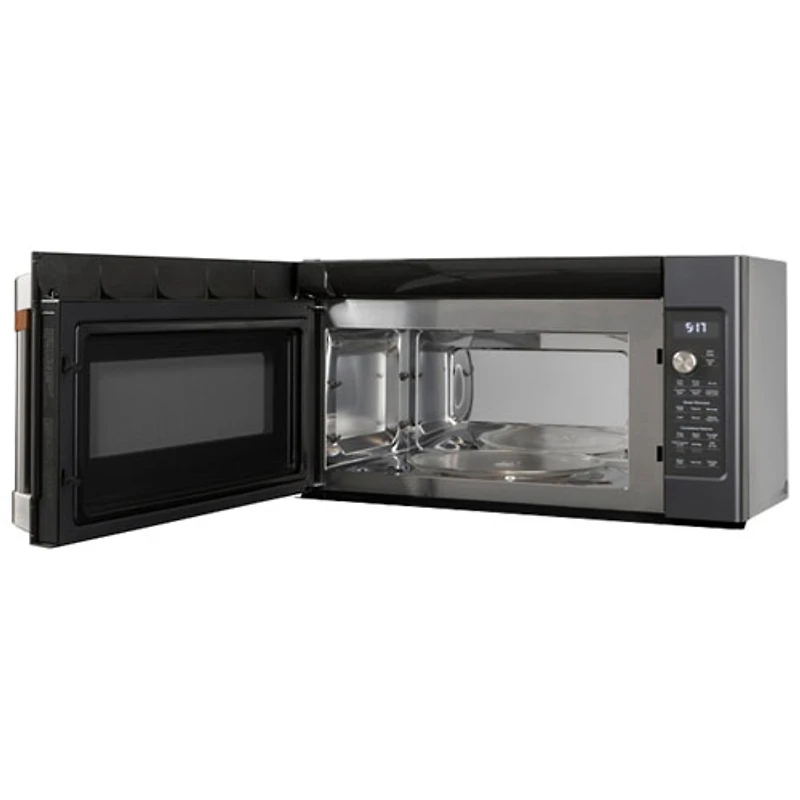 Micro-ondes à convection à hotte intégrée avec friteuse à air chaud Café - 1,7 pi³ - Noir mat