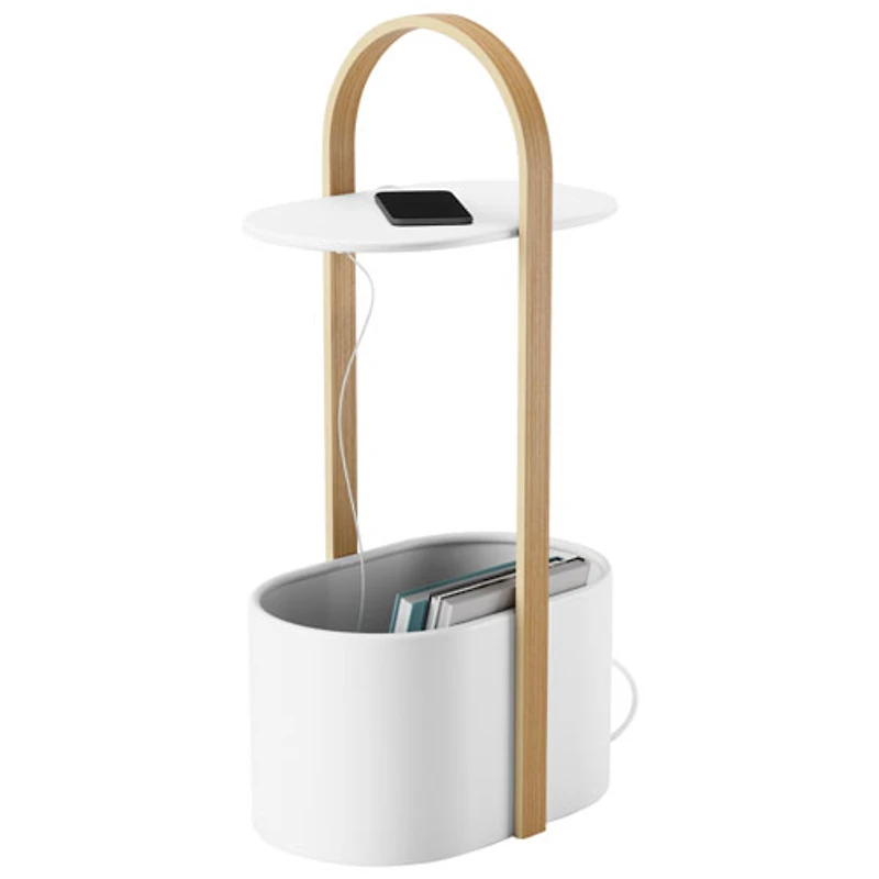 Bellwood Modern Oval End Table - White/Natural
