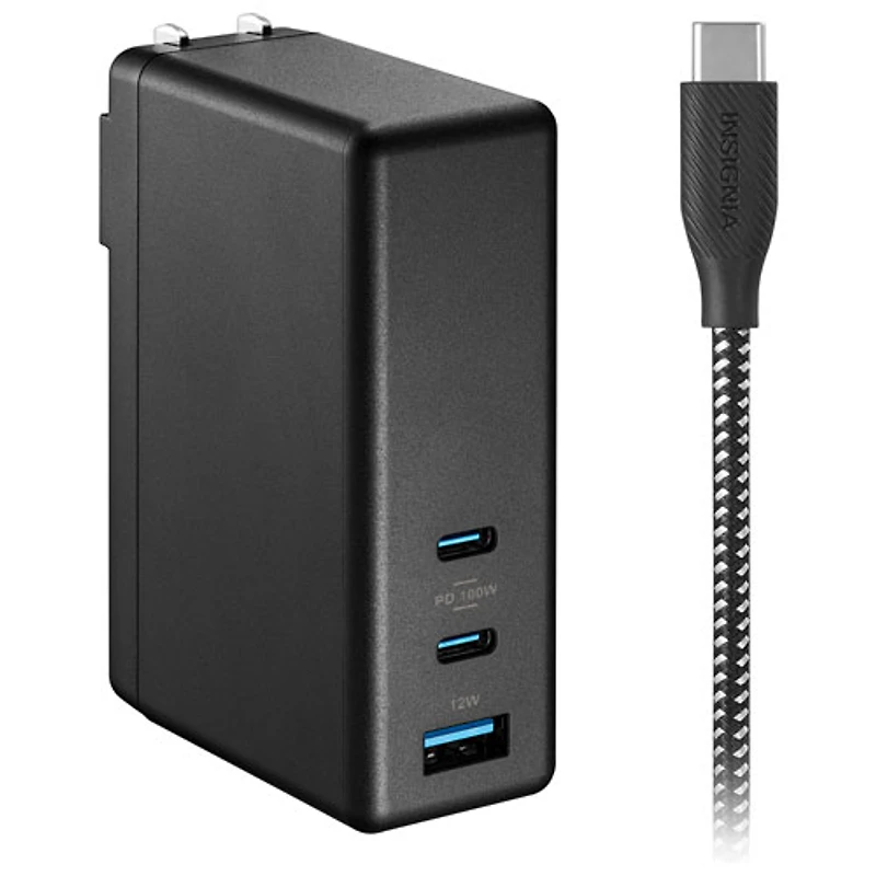 Insignia 112W 3-Port USB-C/USB-A Wall Charger with USB Cable (NS-PW3X1A1C2B22B-C) - Only at Best Buy