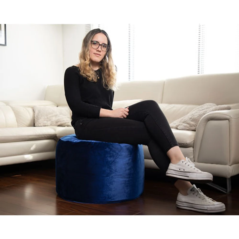 Gouchee Home Eclipse Velvet Polyester Pouf - Indigo Blue
