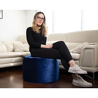 Gouchee Home Eclipse Velvet Polyester Pouf - Indigo Blue