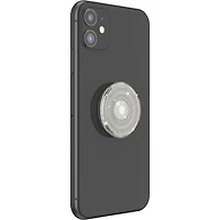PopSockets PopGrip Universal Cell Phone Expanding Grip & Stand -Clear Transparent Silver