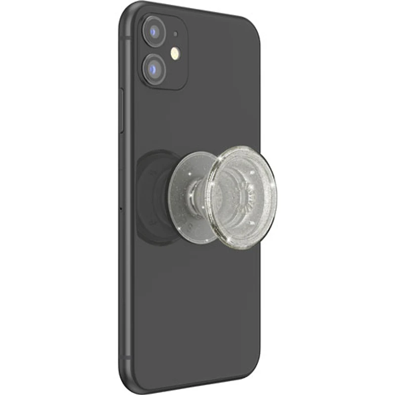 PopSockets PopGrip Universal Cell Phone Expanding Grip & Stand -Clear Transparent Silver