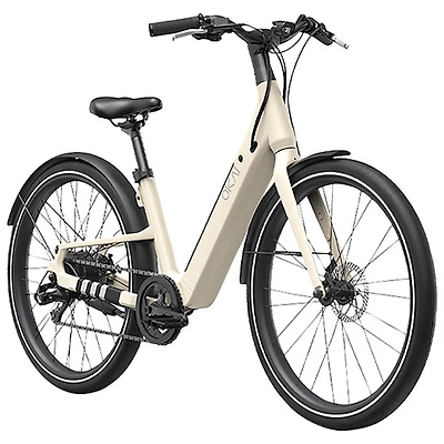Vélo de ville électrique à cadre bas de 500 W Stride d'OKAI avec autonomie maximale de 64 km - Sable du désert