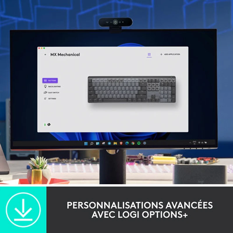 Clavier mécanique tactile rétroéclairé pleine grandeur sans fil MX de Logitech - Graphite