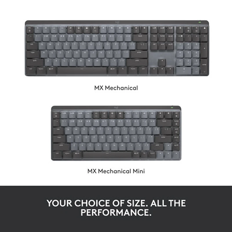 Clavier mécanique tactile rétroéclairé pleine grandeur sans fil MX de Logitech - Graphite