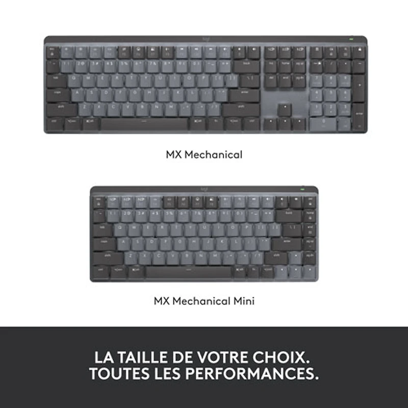 Clavier mécanique tactile rétroéclairé pleine grandeur sans fil MX de Logitech - Graphite