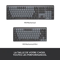 Clavier mécanique tactile rétroéclairé pleine grandeur sans fil MX de Logitech - Graphite