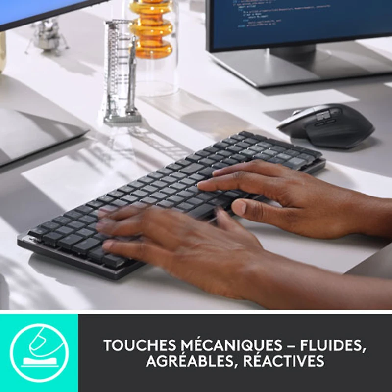 Clavier mécanique tactile rétroéclairé pleine grandeur sans fil MX de Logitech - Graphite