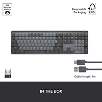 Clavier mécanique tactile rétroéclairé pleine grandeur sans fil MX de Logitech - Graphite