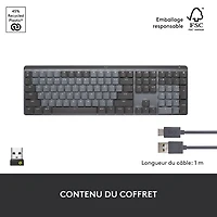Clavier mécanique tactile rétroéclairé pleine grandeur sans fil MX de Logitech - Graphite