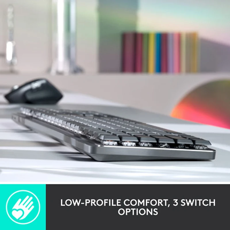 Clavier mécanique tactile rétroéclairé pleine grandeur sans fil MX de Logitech - Graphite