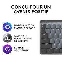Clavier mécanique tactile rétroéclairé pleine grandeur sans fil MX de Logitech - Graphite