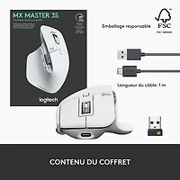 Souris sans fil Darkfield MX Master 3 de Logitech - Gris pâle