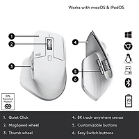 Souris sans fil Darkfield MX Master 3 de Logitech - Gris pâle