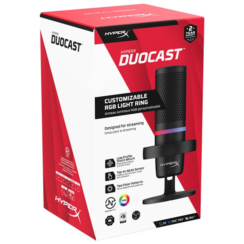 Microphone USB DuoCast de HyperX - Noir