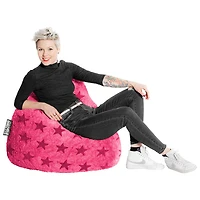 Fauteuil poire contemporain en polyester Fluffy Stars - Rose