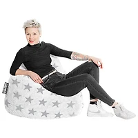 Fluffy Stars Contemporary Polyester Bean Bag – White