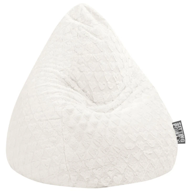 Fauteuil poire contemporain en polyester Fluffy Hearts - Blanc