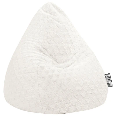 Fauteuil poire contemporain en polyester Fluffy Hearts - Blanc