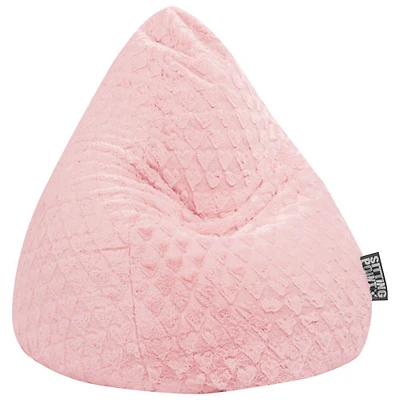 Fauteuil poire contemporain en polyester Fluffy Hearts - Rose