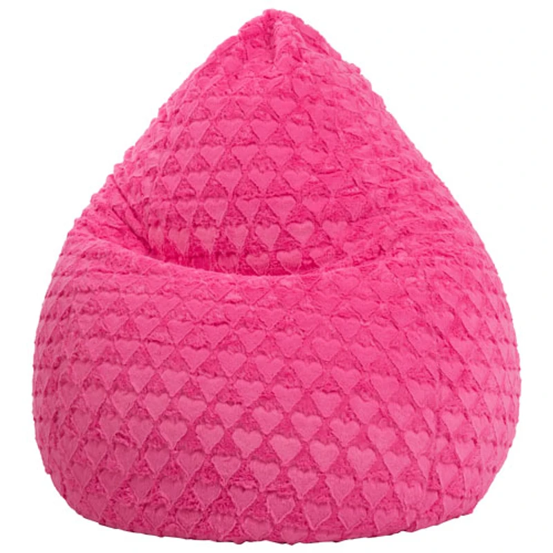 Fauteuil poire contemporain en polyester Fluffy Hearts - Rose
