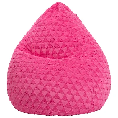 Fauteuil poire contemporain en polyester Fluffy Hearts - Rose