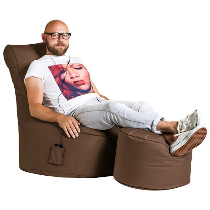 Gouchee Home Dotcom Brava Polyester Pouf - Brown