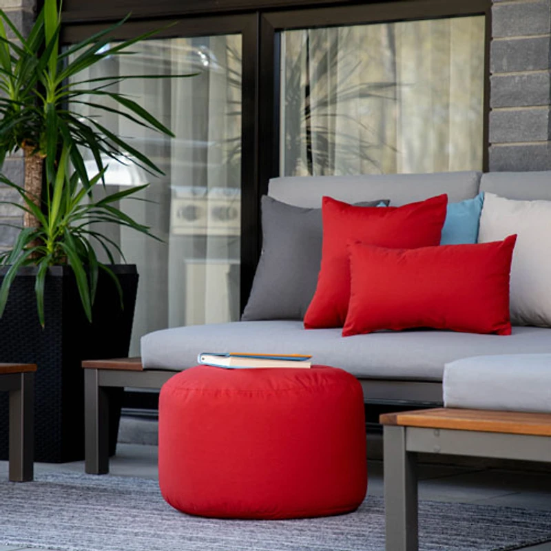 Pouf en polyester Soleil de Gouchee Home - Rouge