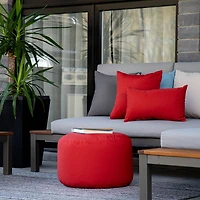 Gouchee Home Soleil Polyester Pouf - Red