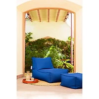 Pouf en polyester Chamonix de Gouchee Home - Bleu