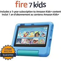 Tablette 7 po 16 Go FireOS Fire 7 Kids (2022) d'Amazon à processeur quadruple coeur MTK/MT8168 - Bleu