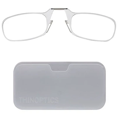 ThinOptics White Pod & Reading Glasses with +1.5 Lens Strength - Clear