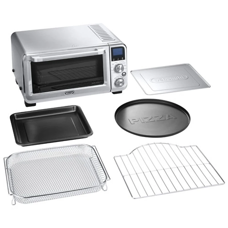 Four à convection avec friture à air chaud Livenza de De'Longhi - 0,5 pi³/14 L - Acier inoxydable
